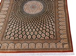 green gold qum silk persian carpet dome gonbad design