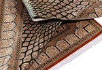 green gold qum silk persian carpet dome gonbad design