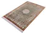 green gold qum silk persian carpet dome gonbad design