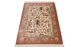 pictorial hunting design silk qom persian carpet