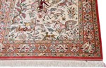 pictorial hunting design silk qom persian carpet