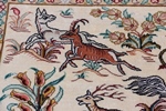 pictorial hunting design silk qom persian carpet