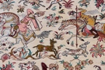 pictorial hunting design silk qom persian carpet
