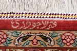 pictorial hunting design silk qom persian carpet