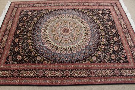 6x5 Gonbad Tabriz Persian rug. Dome Design Gombad 50Raj silk Tabriz Persian carpet.