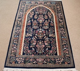 Pictorial Tree of Life Silk Qom Persian rug; Pure silk handmade qum carpet with a pictorial tree of life picture.