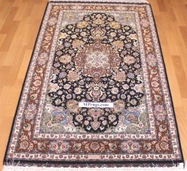 5x3 handmade silk Tabriz Persian rug; Genuine high quality Tabriz Persian rug