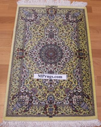 3x2 700 kpsi qum Persian rug, signed qom carpet